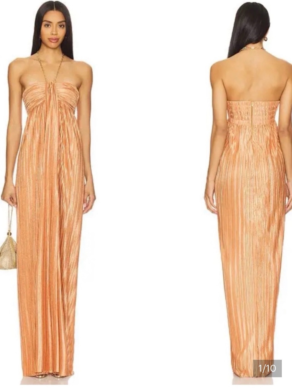 Sabina Musayev Strapless Pleated Maxi Dress in Copper - Picture 6 of 6